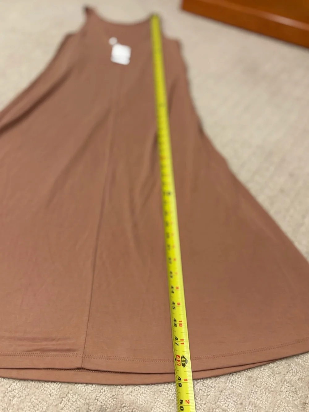 Double Zero Boutique Tan Deep V-Back Lightweight Maxi Dress NWT Women's Small